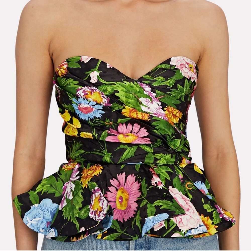 Ronny Kobo floral strapless top peplum